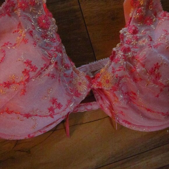 Victoria's Secret Pink Floral Embroidered Lace Plunge Bra Size 40C - Picture 4 of 6